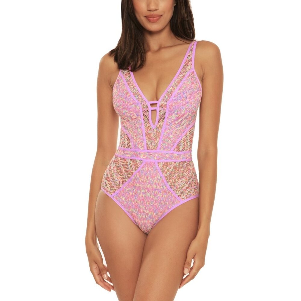BECCA Pink Multi Lace One-Piece Swimsuit